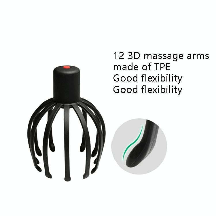 YK-1806 Head Electric Massager Octopus Charging Massage Comb(Black)