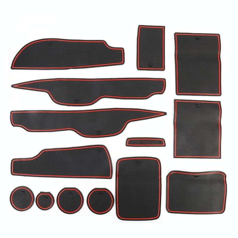 Car Water Cup Gate Slot Mats Plastic Red Anti-Slip Interior Door Pad for Mercedes-Benz E300L 2016