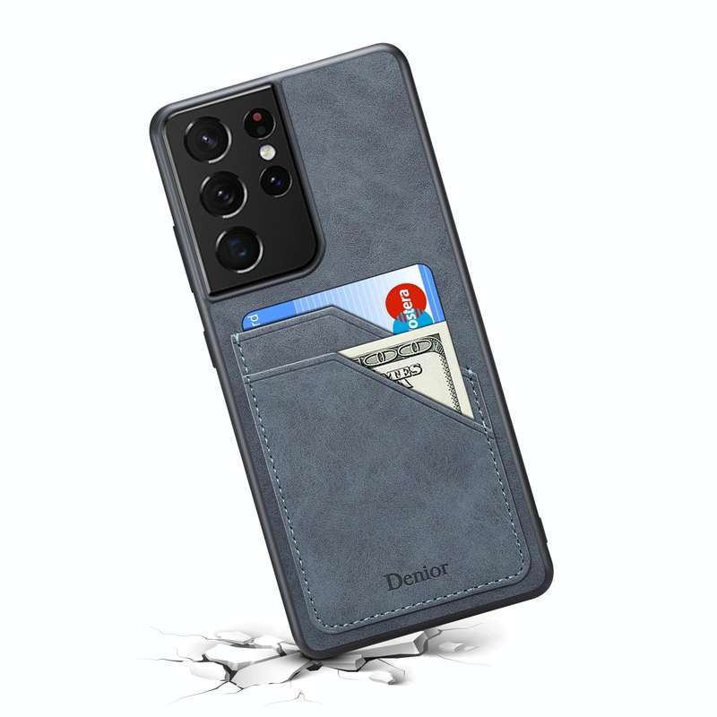 For Samsung Galaxy S23 Ultra 5G Denior PU Dual Card Slot Phone Case(Grey)