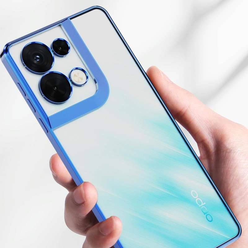 For OPPO Reno8 Electroplated Frosted Phone Case(Blue)