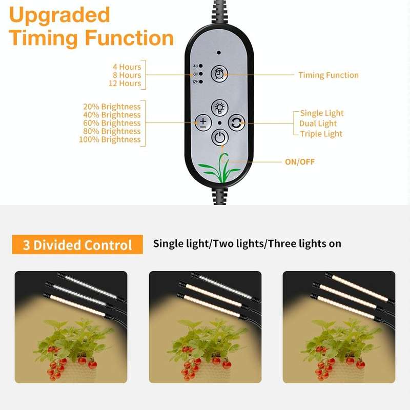 LED Plant Lamp Full Spectroscopy Natural White Remote Control Dimming Plant Growth Lamp, Power: 9...