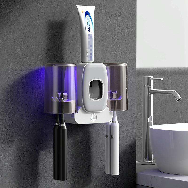 Couple Wall Mounted Toothbrush Holder Automatic Squeeze Toothpaste Device,Spec: Disinfection Type...