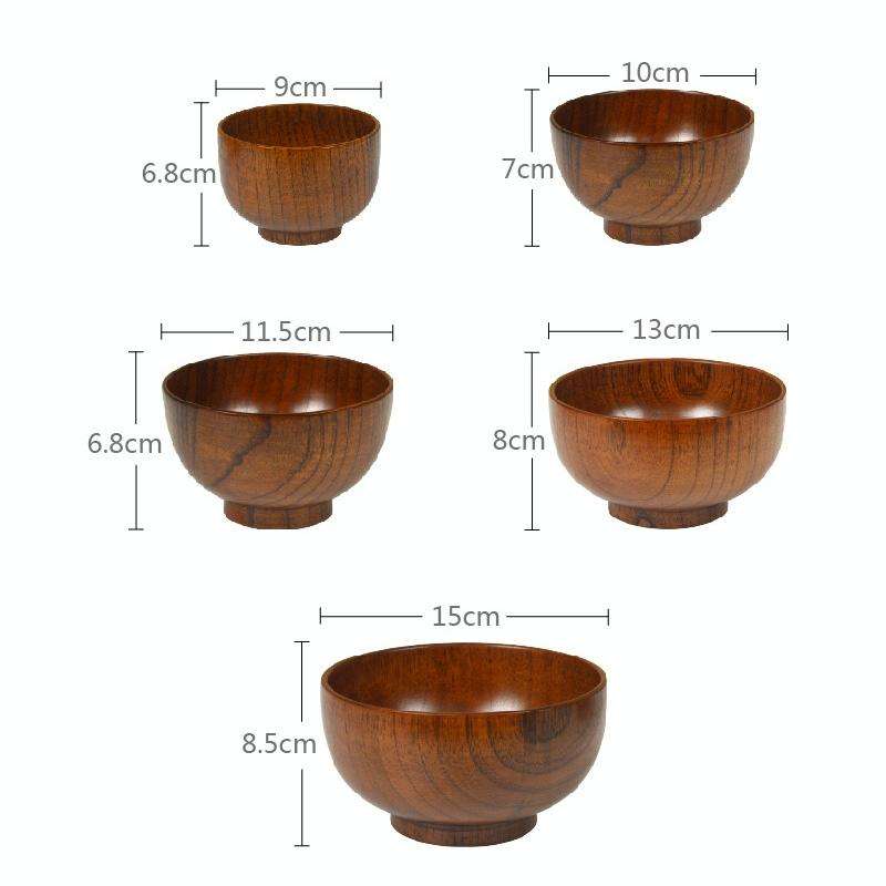 Adult Children Jujube Solid Wood Bowl Soup Noodle Bowl Household Tableware, Size:Diameter 13 cm