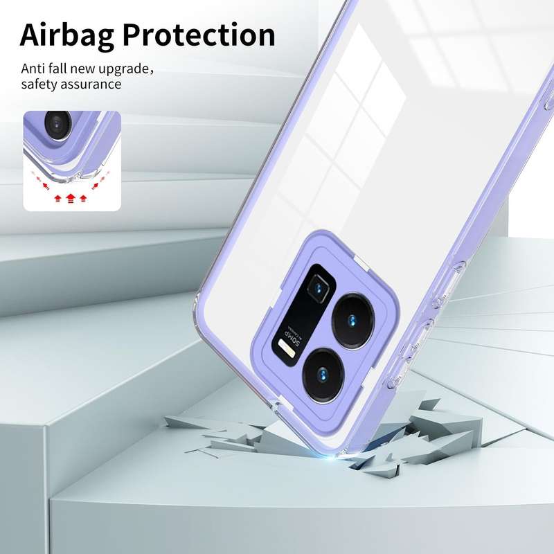 For vivo Y35 4G 2022 Global / Y22 4G 3 in 1 Clear TPU Color PC Frame Phone Case(Purple)