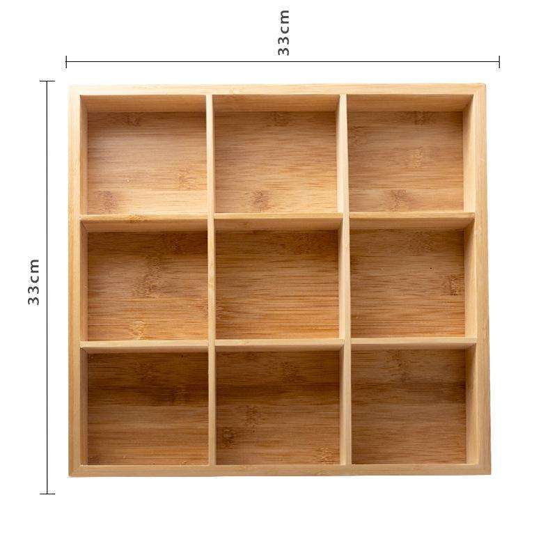 Bamboo Dried Food Box Compartment Candy Box Snack Storage Box, Specification: 9 Grids