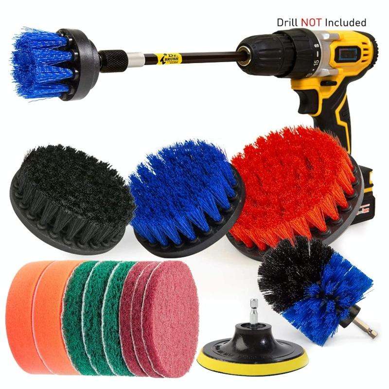 15 in 1 Floor Wall Window Glass Cleaning Descaling Electric Drill Brush Head Set, Random Color De...