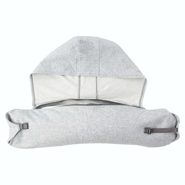 Portable Airplane Travel U-shaped Hooded Pillow Nap Time Neck Pillow(Light Grey)