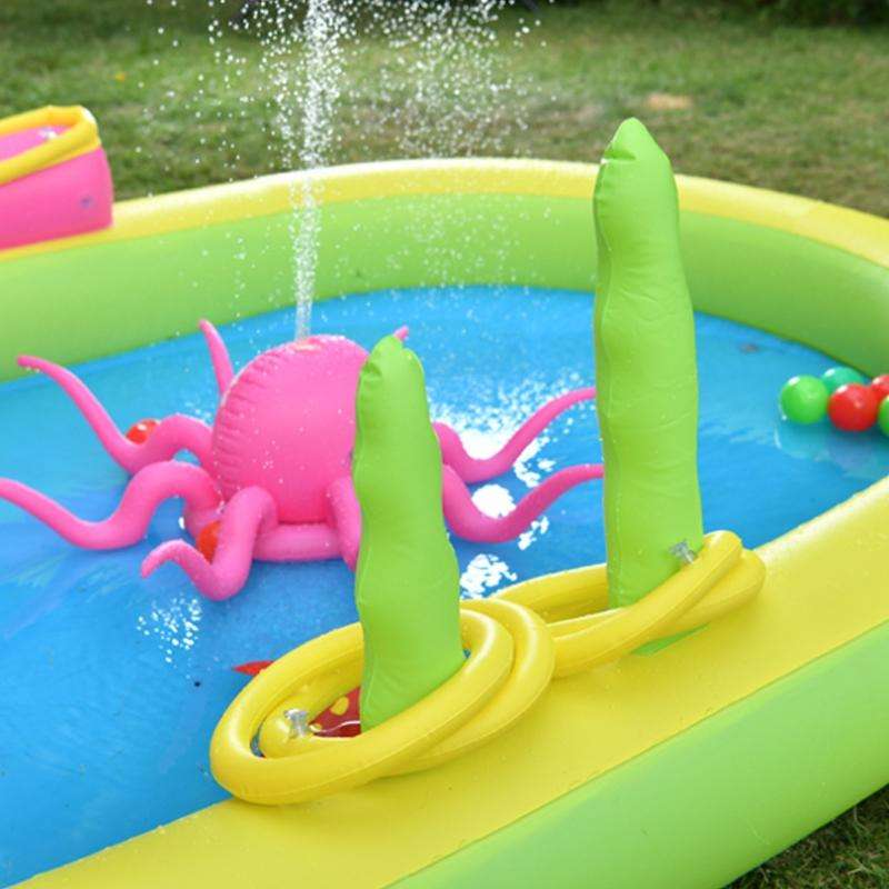 Home Large Cartoon Animal Drama Pool Water Spray Inflatable Swimming Pool Slide Pool( Slide Spray...