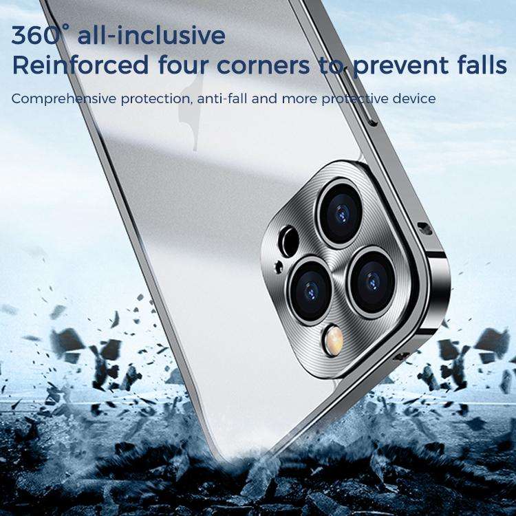 For iPhone 15 Pro Max Metal Frame Frosted PC Shockproof Phone Case(Silver)