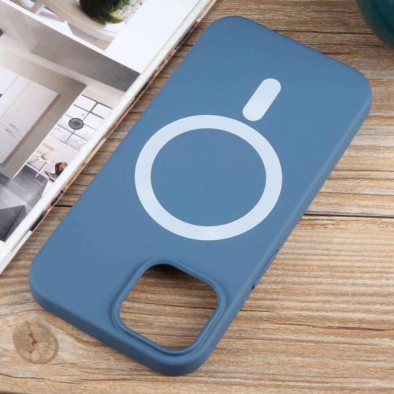 For iPhone 12 MagSafe Liquid Silicone Phone Case(Blue)