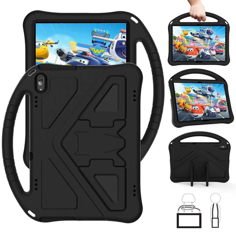 For Huawei MediaPad T5 10.1 EVA Flat Anti Falling Protective Case Shell with Holder(Black)