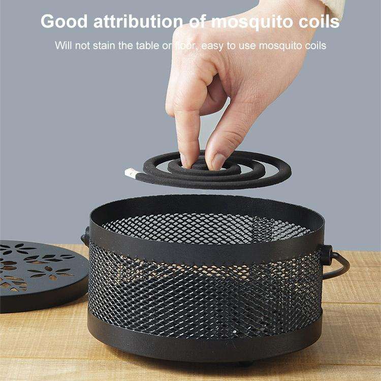 Outdoor Portable Multifunctional Hollow Fireproof Mosquito Coil Box with Lid(Bronze)
