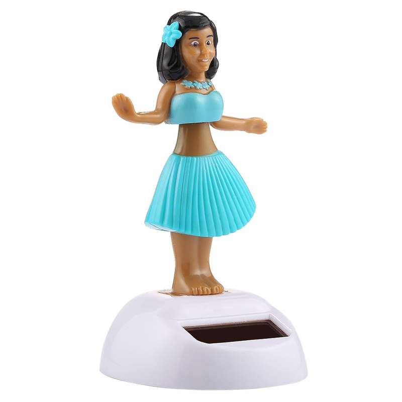 Solar Powered Bobble Head Dancing Toy Car Decoration Ornament Cute Hula Princess(Blue)
