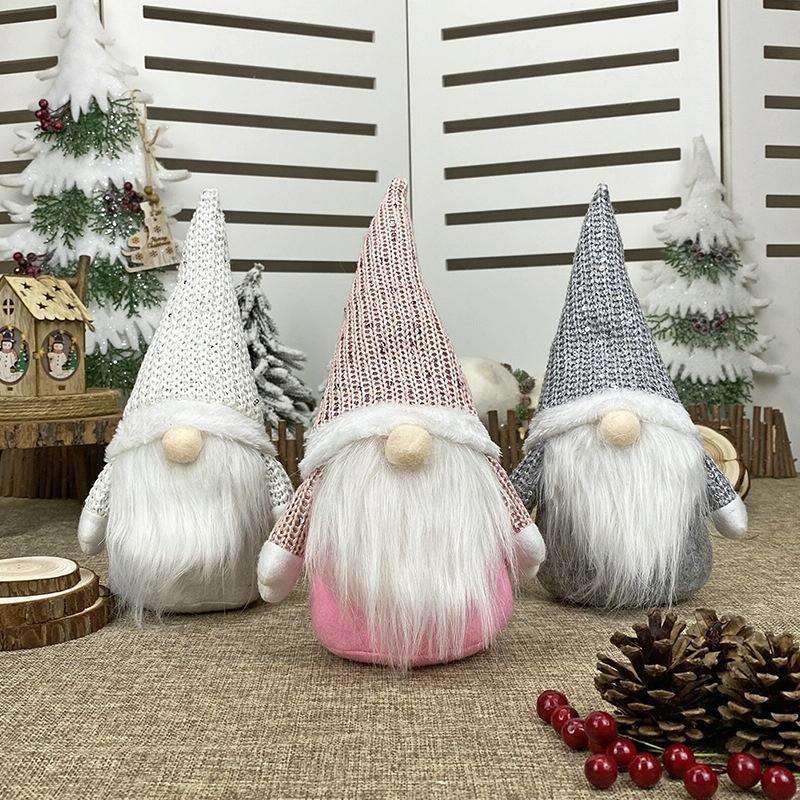 Christmas Decorations Window Decorations for Faceless Elderly Dolls Decorative Dolls(Grey)