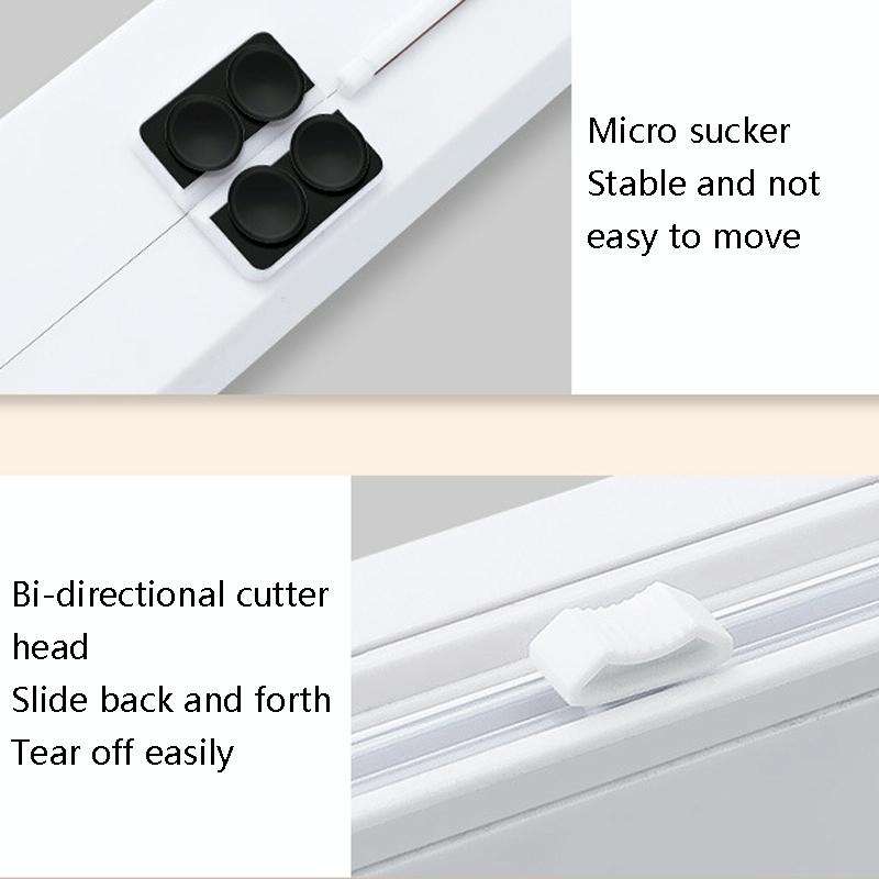 Suction Cup Type Cling Film Cutter Household Plastic Wrap Adjustable Storage Cutting Box(White)