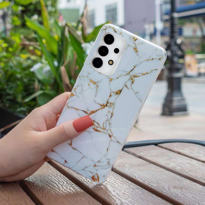 For Samsung Galaxy A13 4G IMD Marble Pattern TPU Phone Case(White)