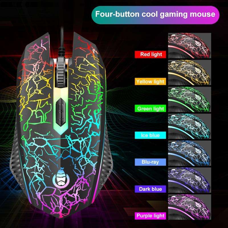 SHIPADOO D620 104-key Wired RGB Color Cracked Backlight Gaming Keyboard Mouse Kit for Laptop, PC