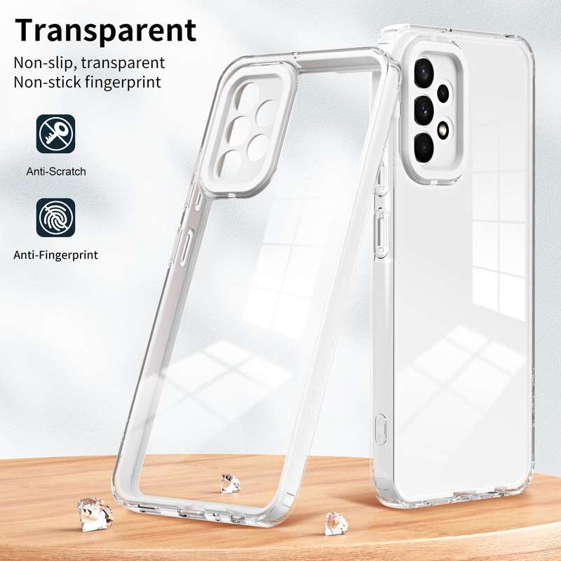 For Samsung Galaxy A73 5G 3 in 1 Clear TPU Color PC Frame Phone Case(White)