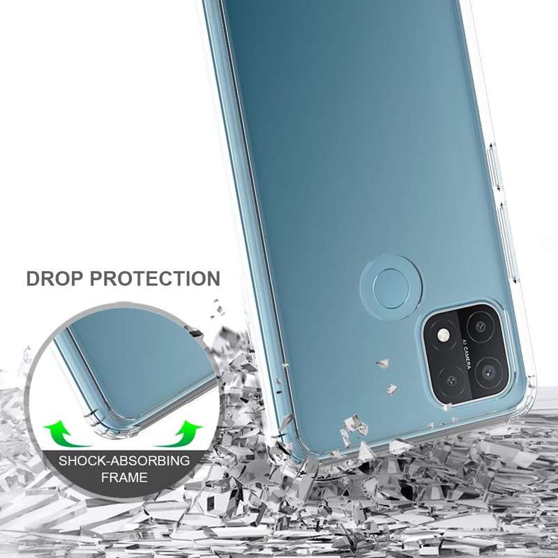 For OPPO A15 Shockproof Scratchproof TPU + Acrylic Protective Case(Black)