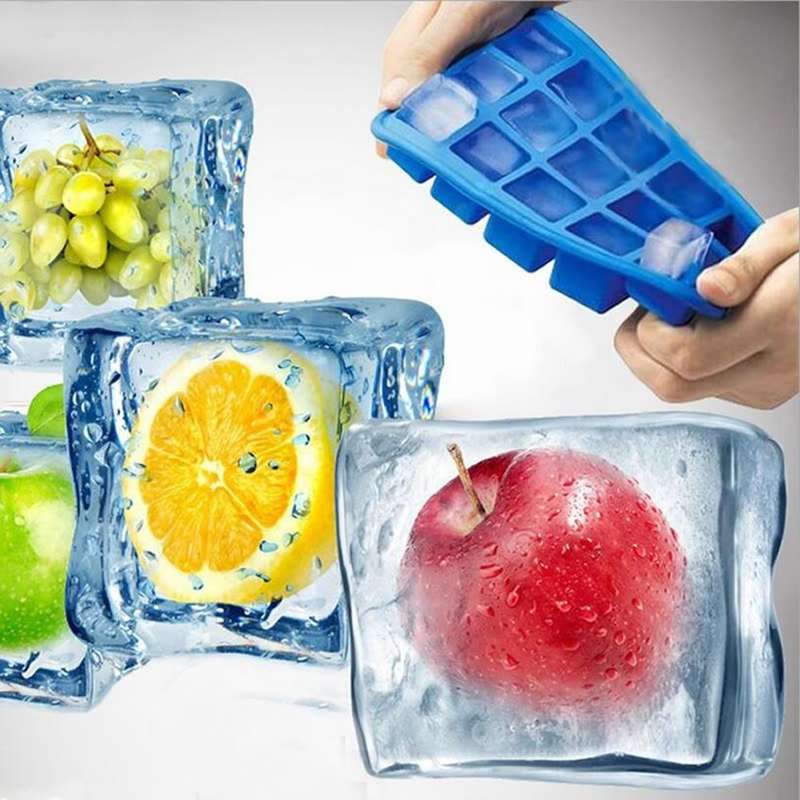 15 Grids DIY Big Ice Cube Mold Square Shape Silicone Ice Tray Fruit Ice Cream Maker(Green)