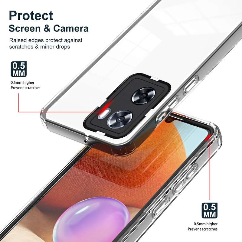 For OPPO A57 4G 2022 3 in 1 Clear TPU Color PC Frame Phone Case(Black)