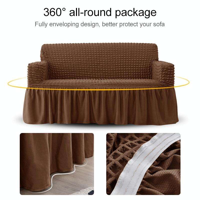 Living Room Stretch Full Coverage Skirt Style Sofa Cover, Size: Double M 145-185cm(One-color Must...