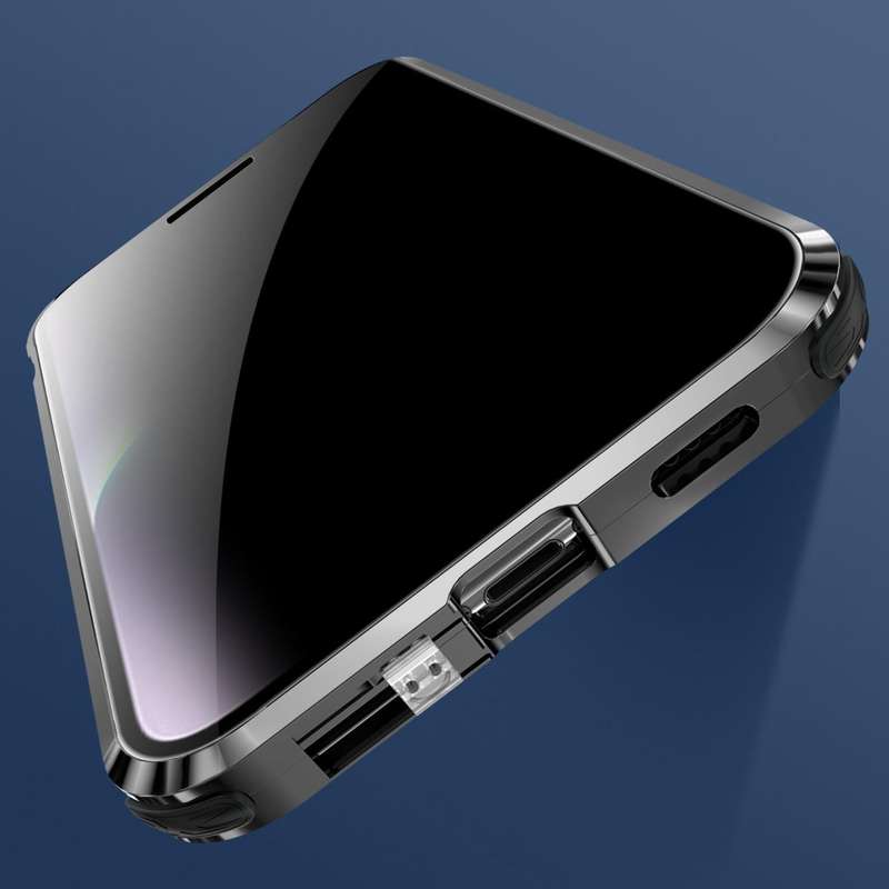 For iPhone 15 Anti-peeping Magnetic Tempered Glass Phone Case(Purple)
