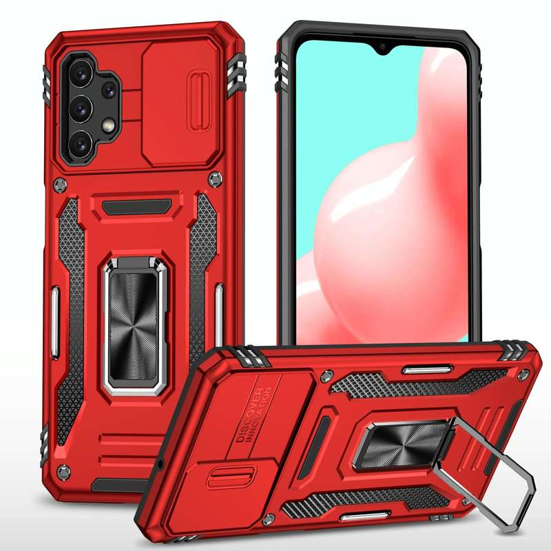 For Samsung Galaxy A32 5G Armor PC + TPU Camera Shield Phone Case(Red)