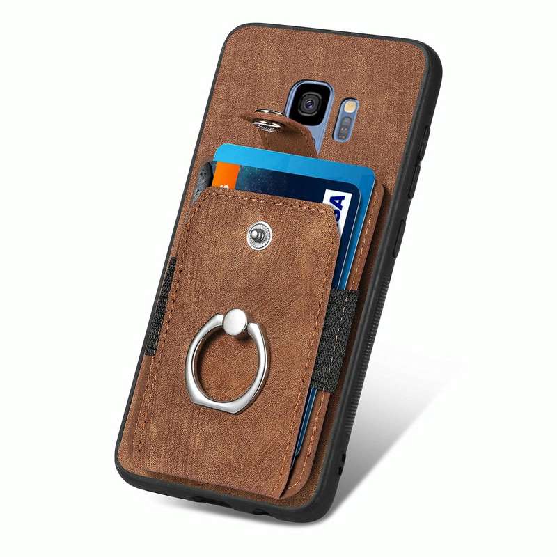 For Samsung Galaxy S9 Retro Skin-feel Ring Card Wallet Phone Case(Brown)