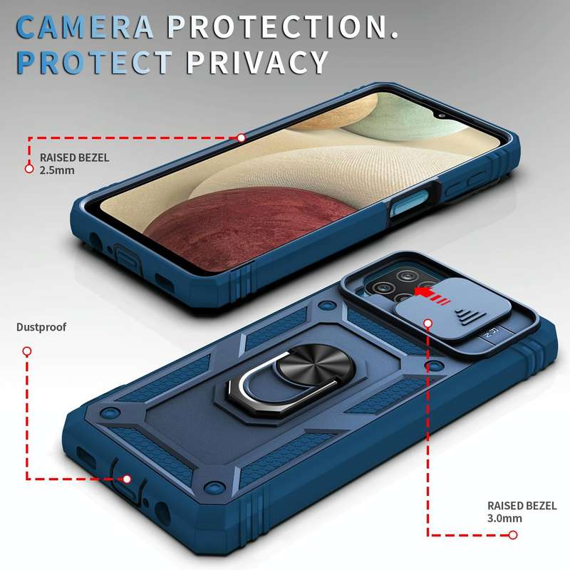 For Samsung Galaxy A12 Sliding Camera Cover Design TPU + PC Protective Case with 360 Degree Rotat...