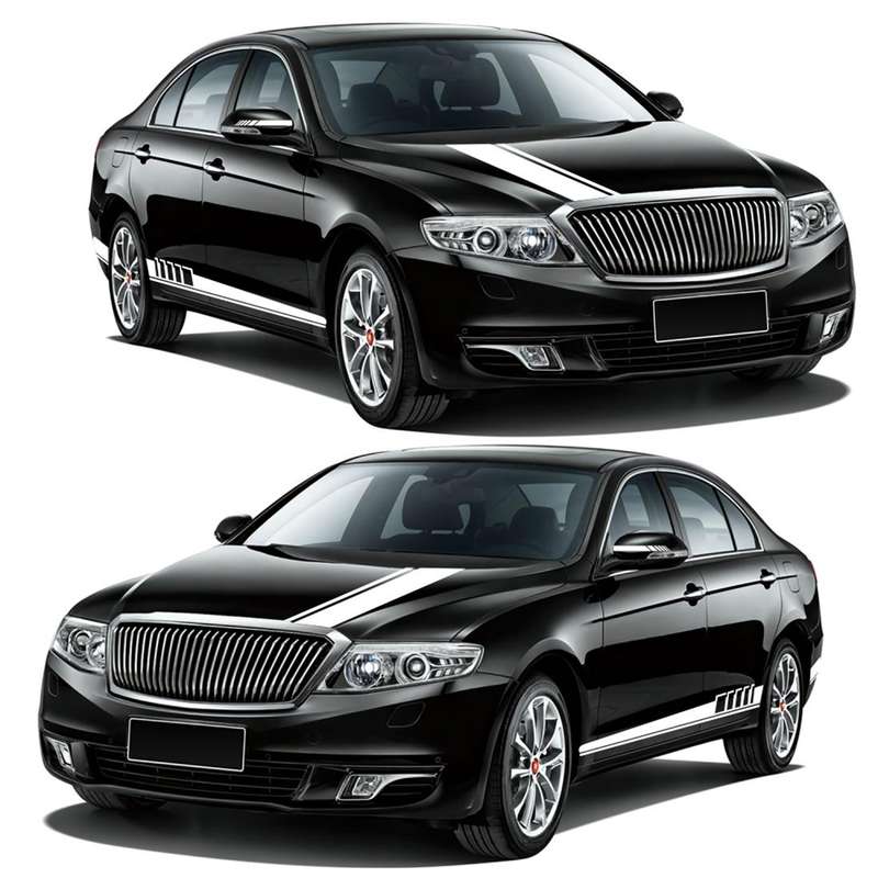 5 in 1 Car Styling Stripe Hood PVC Sticker Auto Decorative Sticker (White)