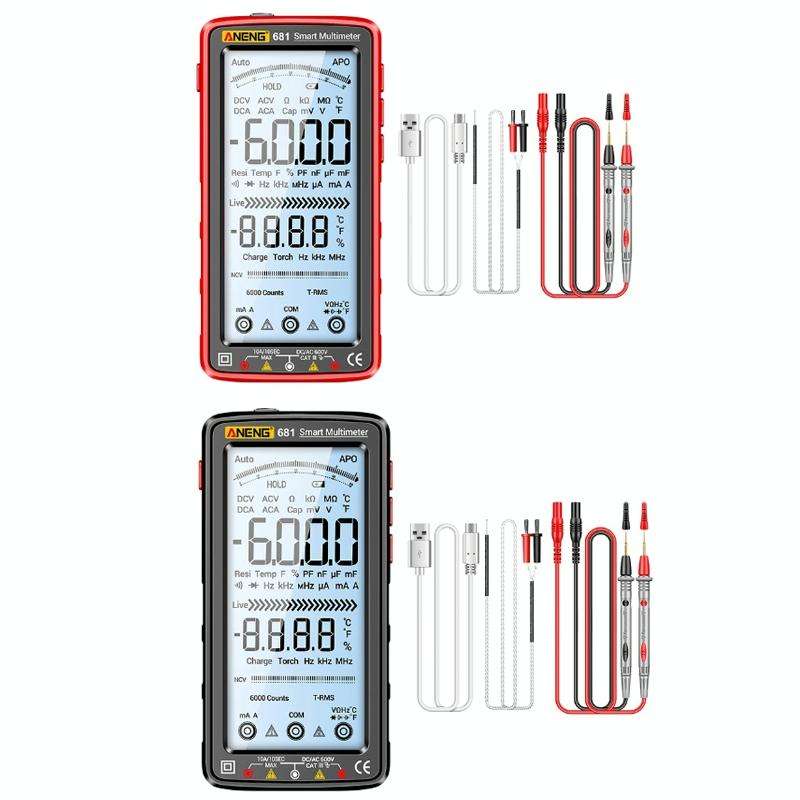 ANENG 681 LCD Digital Display Screen Smart Automatic Range Rechargeable Multimeter(Black)