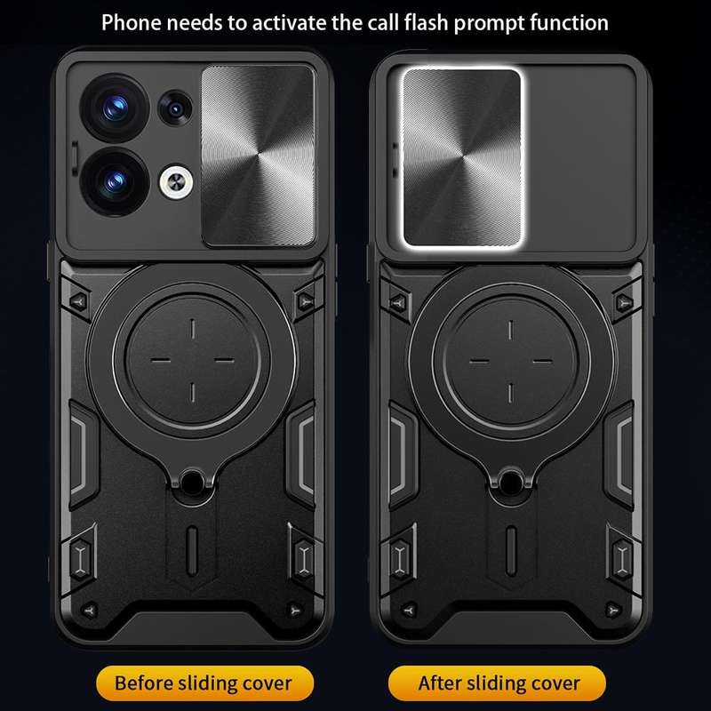 For OPPO Reno8 5G CD Texture Sliding Camshield Magnetic Holder Phone Case(Silver)