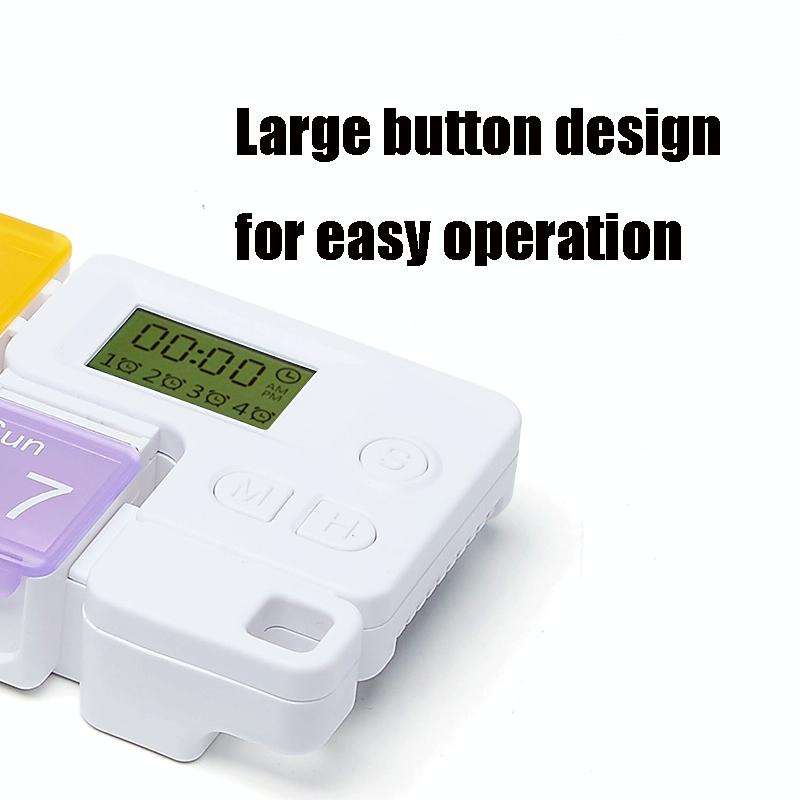 TF-248 7-Cell Smart Timing Reminder Plastic Pill Box Pill Storage Box(Colorful)