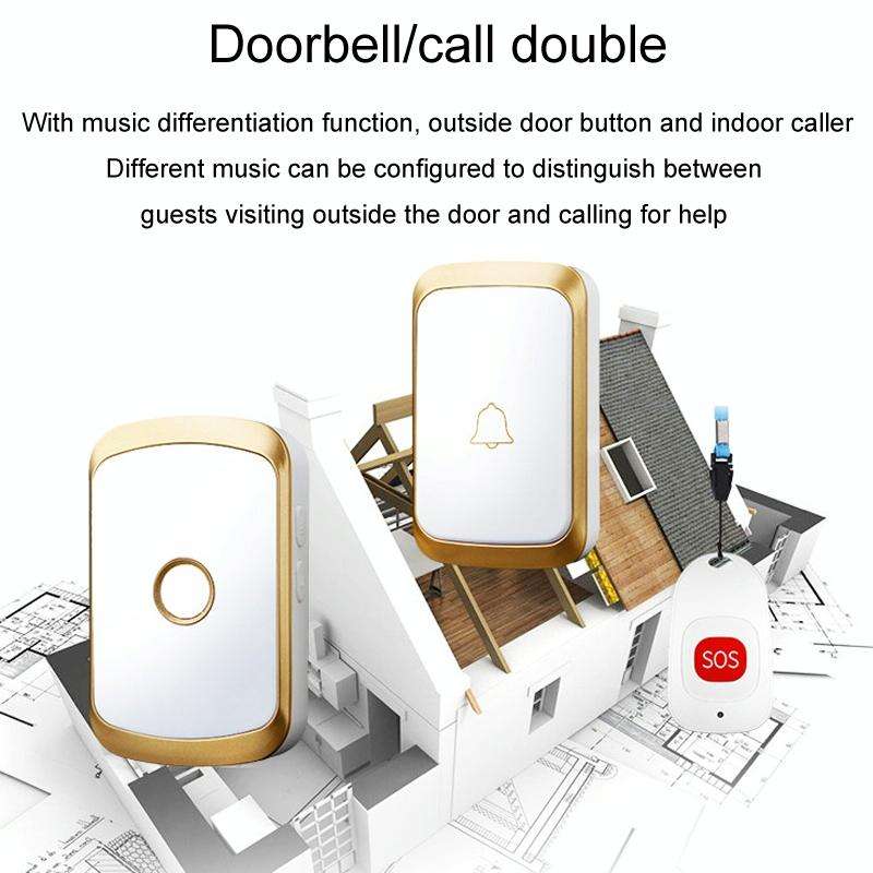 CACAZI C20 Two To Three Wireless Pager For The Elderly Home Care Waterproof Emergency Pager, EU P...