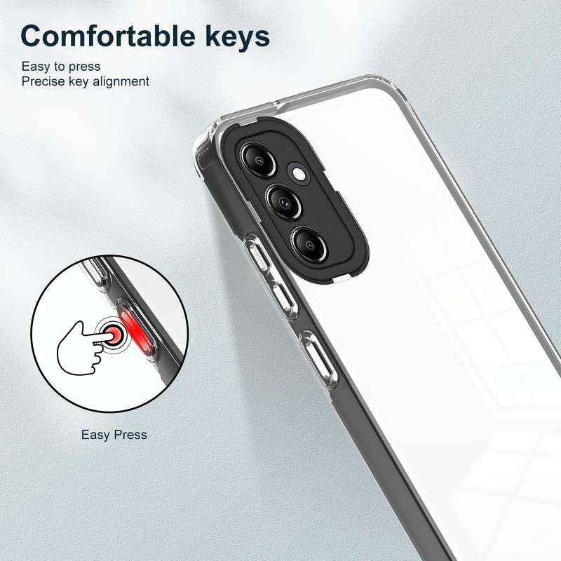 For Samsung Galaxy A14 5G 3 in 1 Clear TPU Color PC Frame Phone Case(Black)