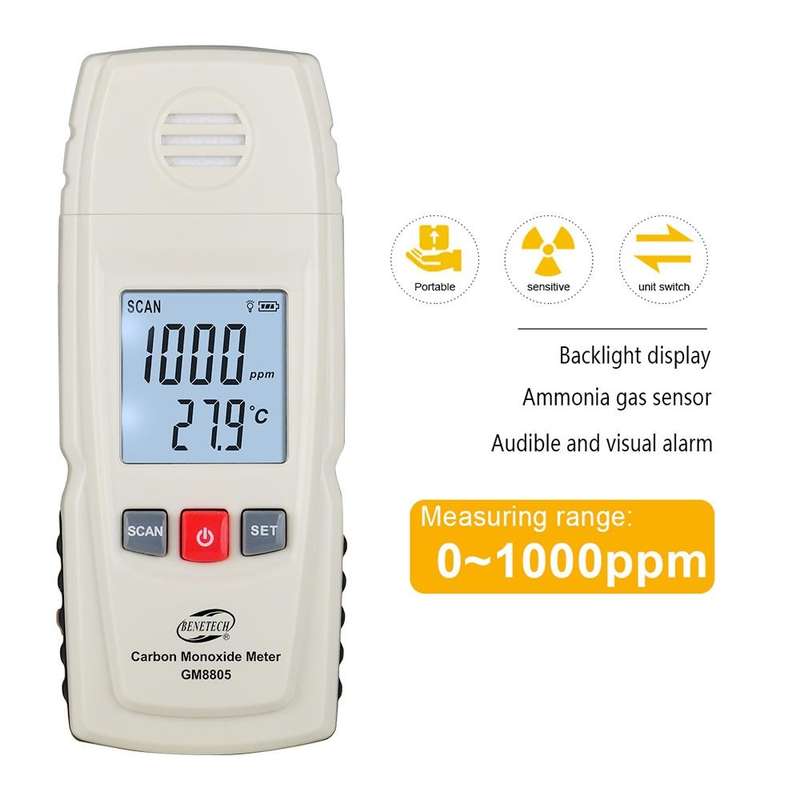 BENETECH GM8805 LCD Display Handheld Carbon Monoxide CO Monitor Detector Meter Tester, Measure Ra...