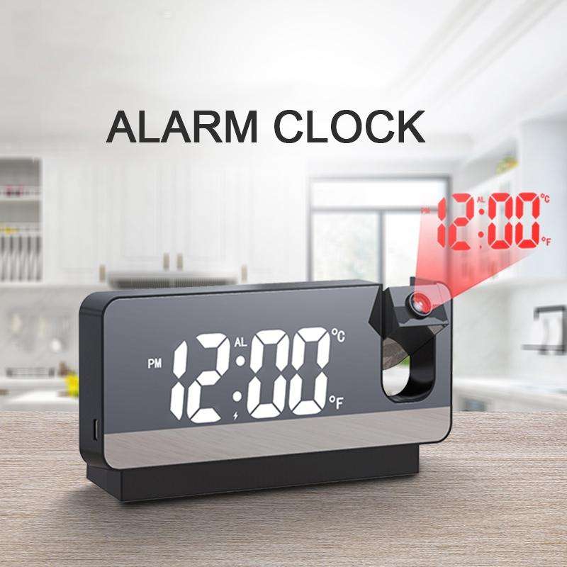 S282 Multifunctional Silent Electronic Digital Projection Clock(Black Shell Green Light)
