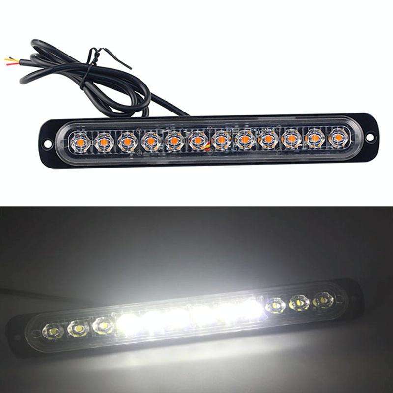 DC12V-24V / 36W Car Truck Emergency Strobe Flash Warning Light 12LEDs Long Ultra-thin Side Lights...