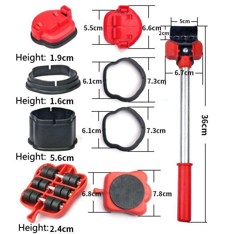 13 PCS / Set Mover Adjustable Height Moving Tool Set With Pry Type Heavy Furniture Moving Roller