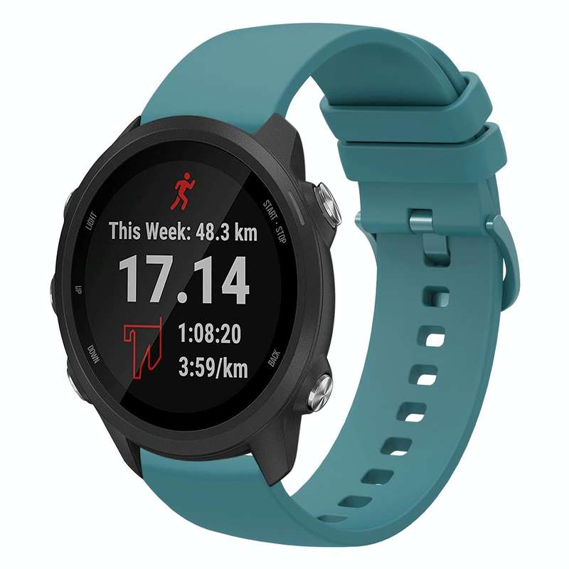 For Garmin Forerunner 245 20mm Solid Color Soft Silicone Watch Band(Pine Green)