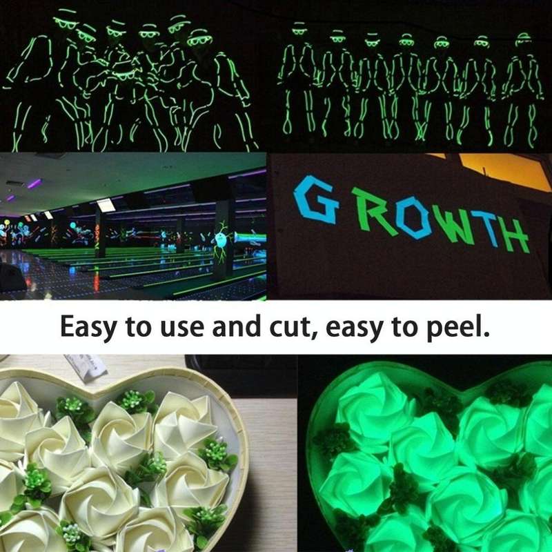 Reflective Glow Tape Self-adhesive Sticker Removable Luminous Tape Fluorescent Glowing Dark Strik...