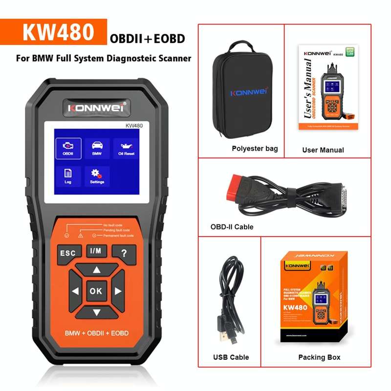 For BMW KONNWE KW480 2.8 inch Color Screen OBD2 Car Fault Detector