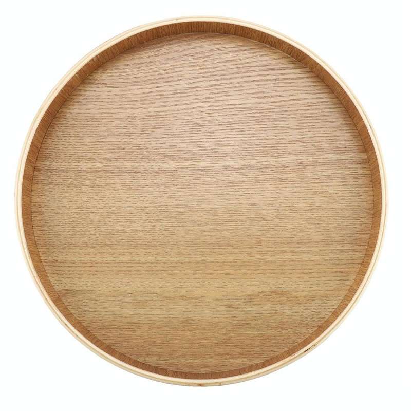 Creative Round Solid Wood Tea Tray Hotel Wooden Tay Storage Tray, Diameter: 24 cm