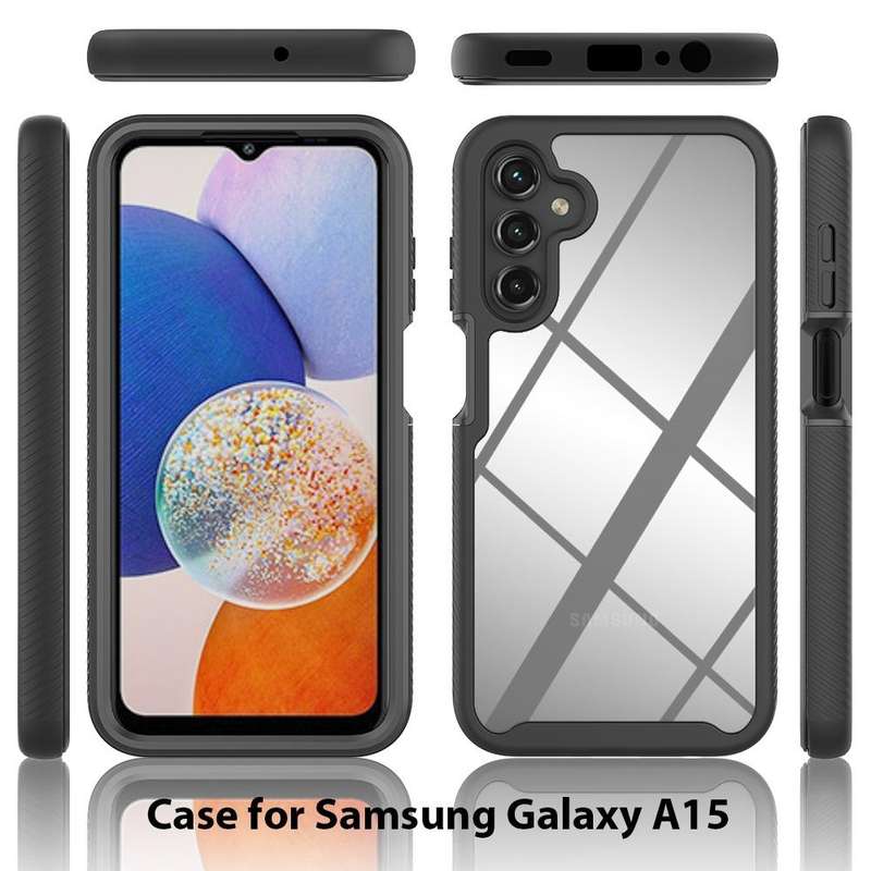 For Samsung Galaxy A15 5G Starry Sky Solid Color Shockproof TPU Clear PC Phone Case(Black)