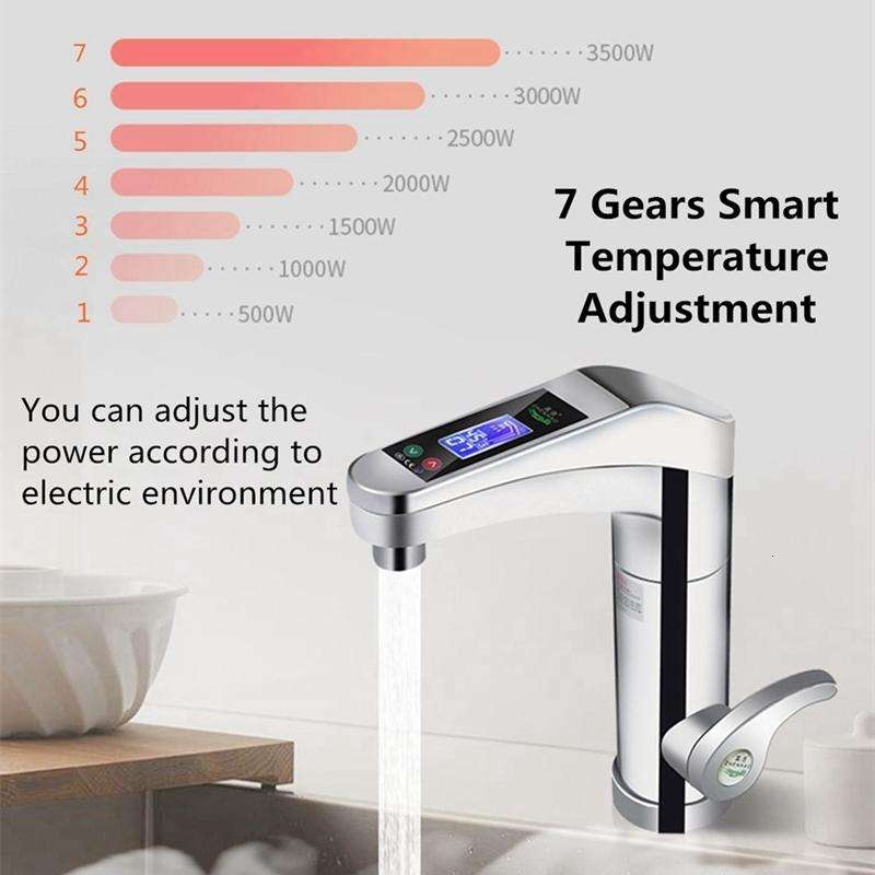 Intelligent Instant Digital Hot Water Faucet Hot and Cold Water Heater, EU Plug(Silver Grey)