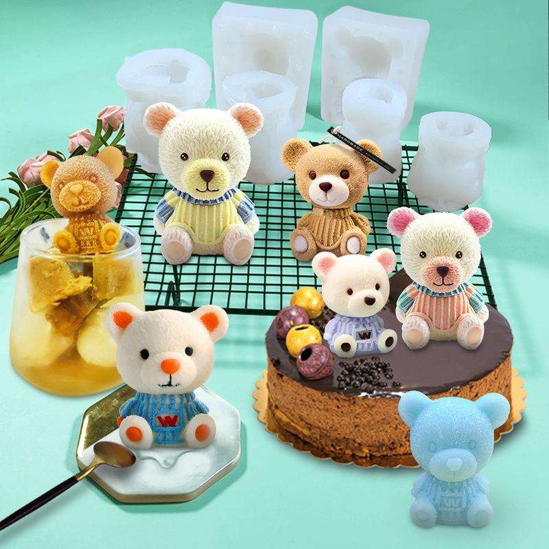 Cartoon Milk Tea Coffee Bear Ice Cube Silicone Mold Aromatherapy Candle Plaster Epoxy Mold, Speci...