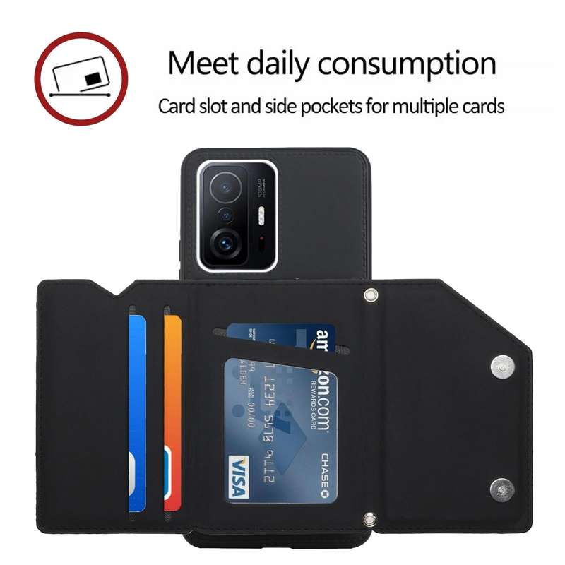 For Xiaomi Mi 11T / Mi 11 Pro Skin Feel PU + TPU + PC Back Cover Shockproof Phone Case with Card ...