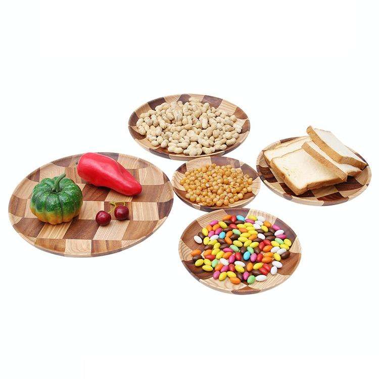 Wooden Tray Dinner Plate Household Fruit Cake Dessert Plate Wooden Dish Round 18cm