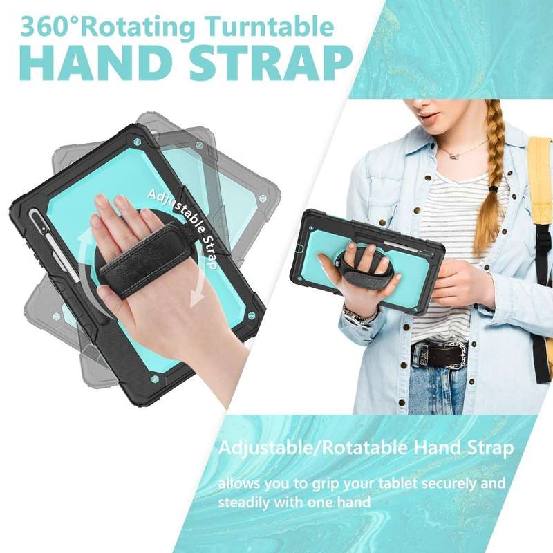 For Samsung Galaxy Tab S8 Ultra 14.6 inch SM-X900 Silicone + PC Tablet Case with Shoulder Strap(B...